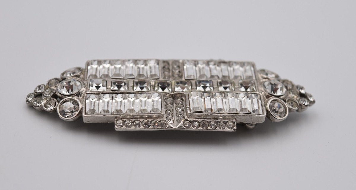 Broche Christian Dior Vintage Métal Et Strass -photo-1