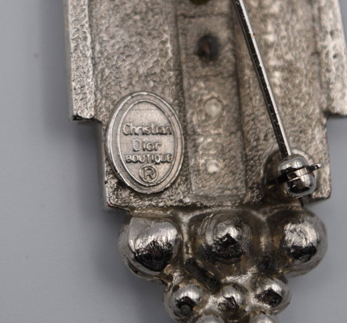 Broche Christian Dior Vintage Métal Et Strass -photo-5