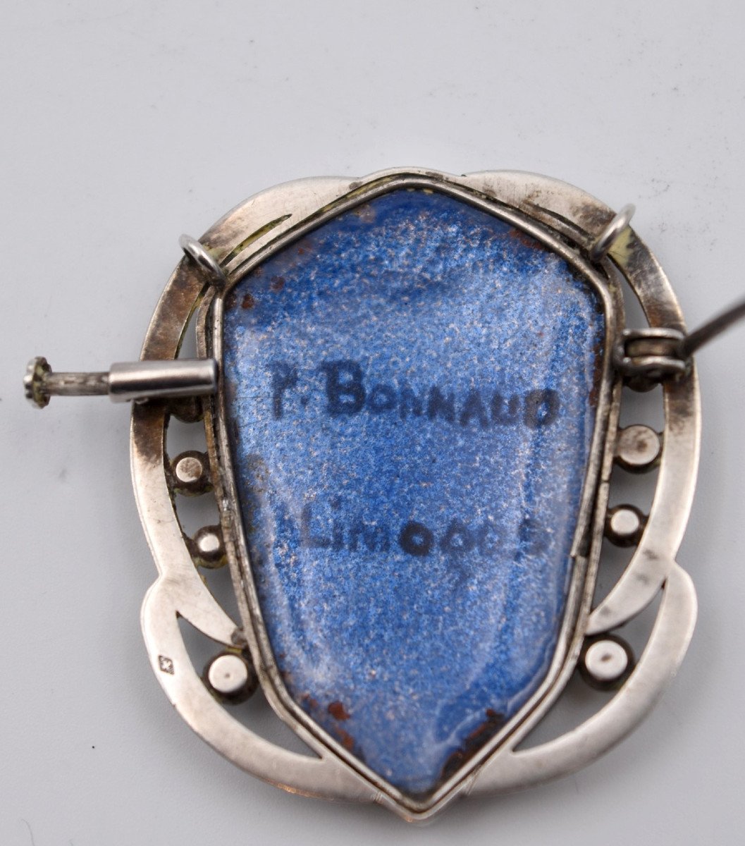 Transformation Brooch In Silver & Limoges Enamels Paul Bonnaud Art Deco-photo-3