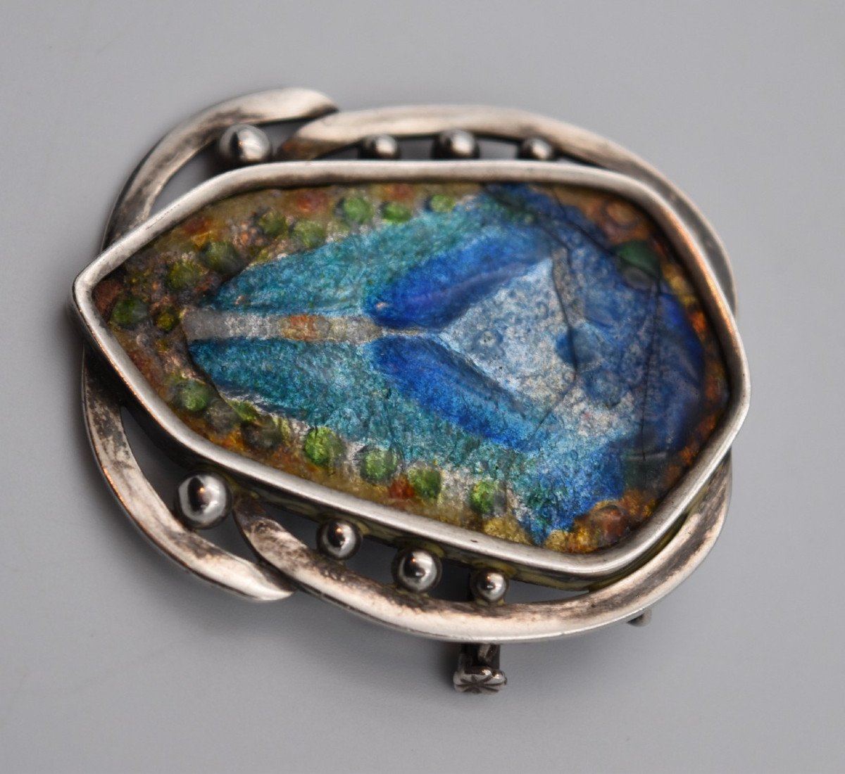 Transformation Brooch In Silver & Limoges Enamels Paul Bonnaud Art Deco-photo-1