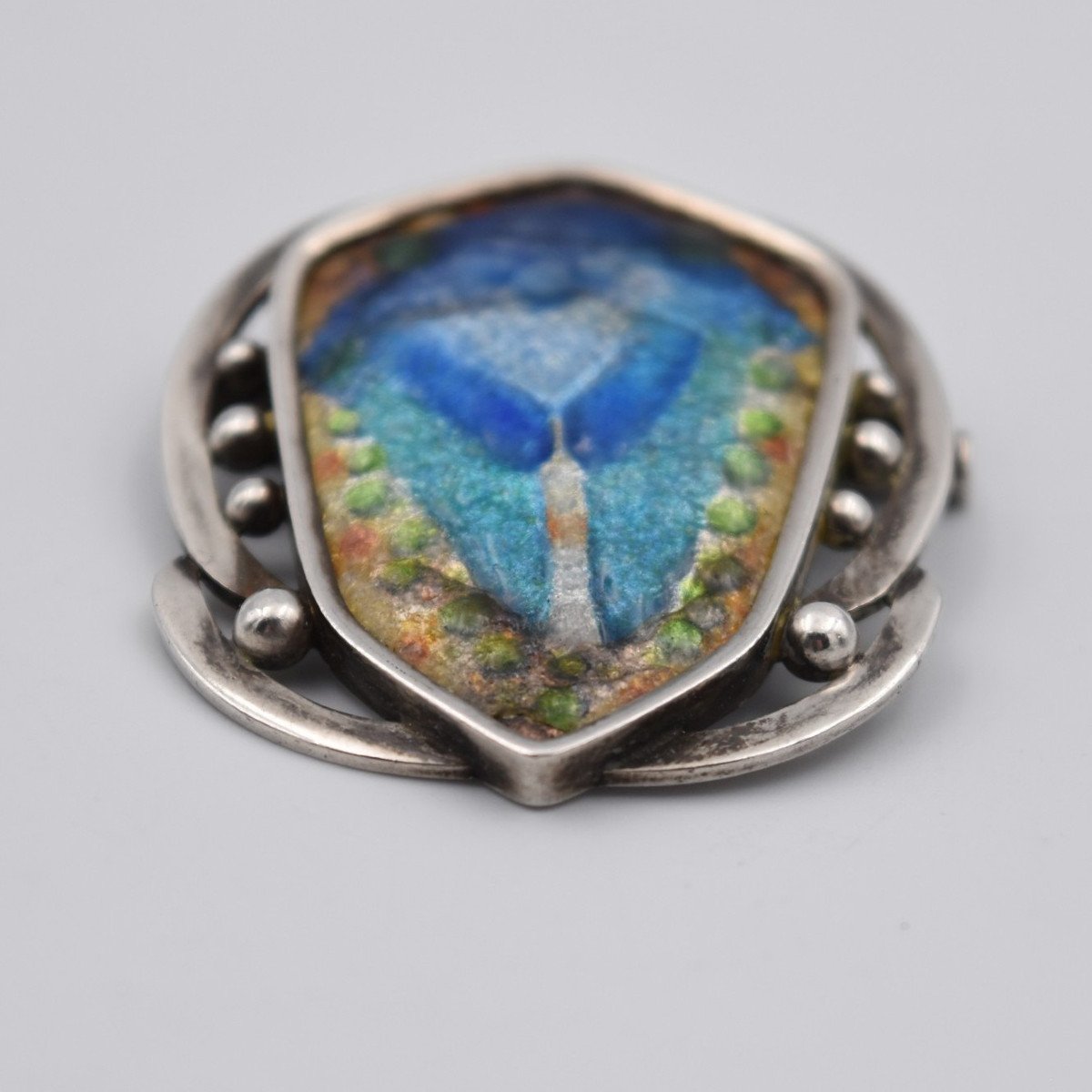 Transformation Brooch In Silver & Limoges Enamels Paul Bonnaud Art Deco-photo-3