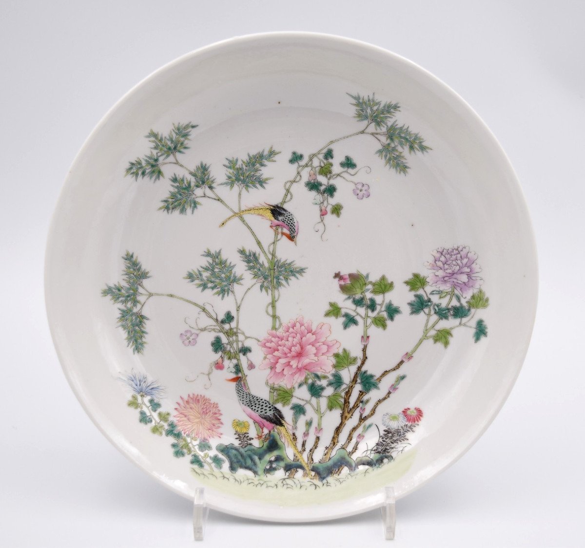 Pair Of Chinese Famille Rose Porcelain Dish Guangxu Brand-photo-3