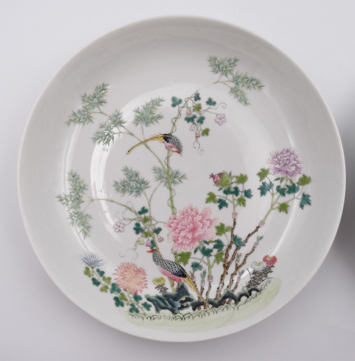 Pair Of Chinese Famille Rose Porcelain Dish Guangxu Brand-photo-4