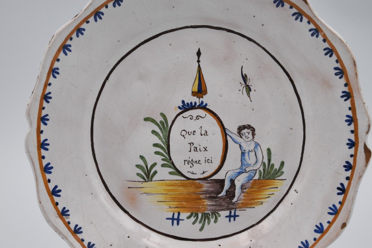 Plate With Revolutionary Decor In Earthenware From Nevers May Peace Reign Here-photo-2