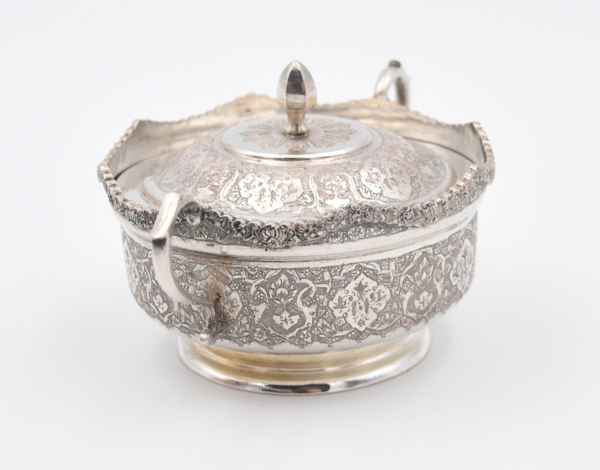 Sugar Bowl In Sterling Silver Islamic Iran Persian Qajar-photo-3