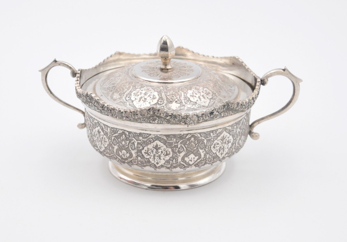 Sugar Bowl In Sterling Silver Islamic Iran Persian Qajar-photo-4