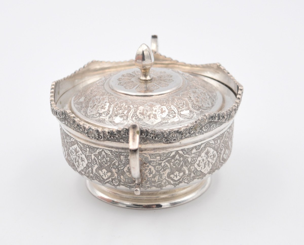 Sugar Bowl In Sterling Silver Islamic Iran Persian Qajar-photo-1