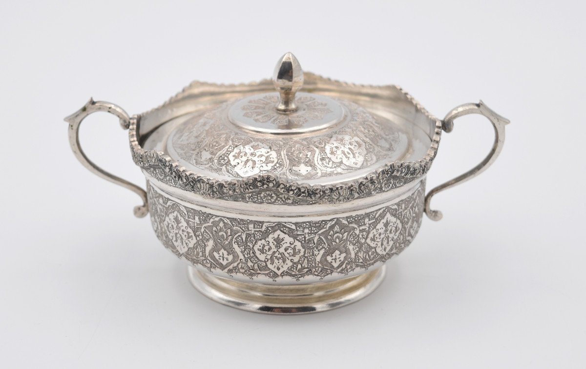 Sugar Bowl In Sterling Silver Islamic Iran Persian Qajar