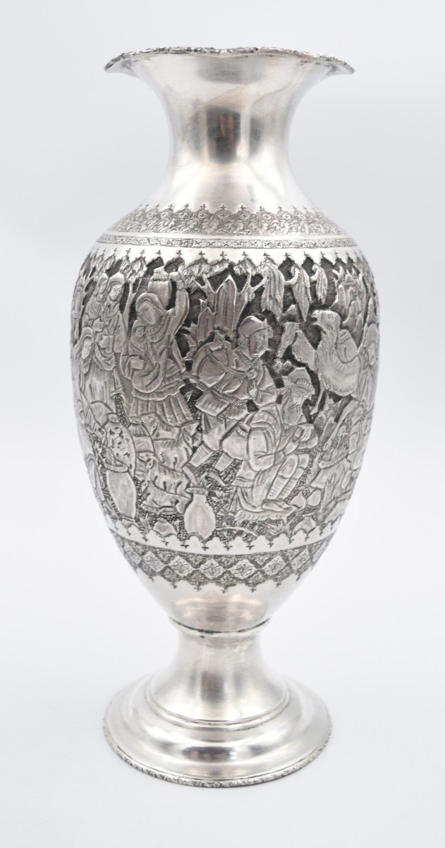 Vase In Sterling Silver Islamic Iran Persian Qajar Ottoman-photo-4