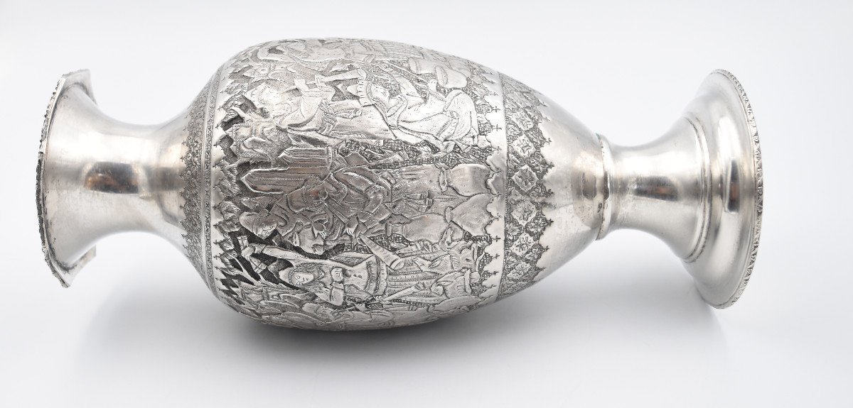 Vase In Sterling Silver Islamic Iran Persian Qajar Ottoman-photo-2