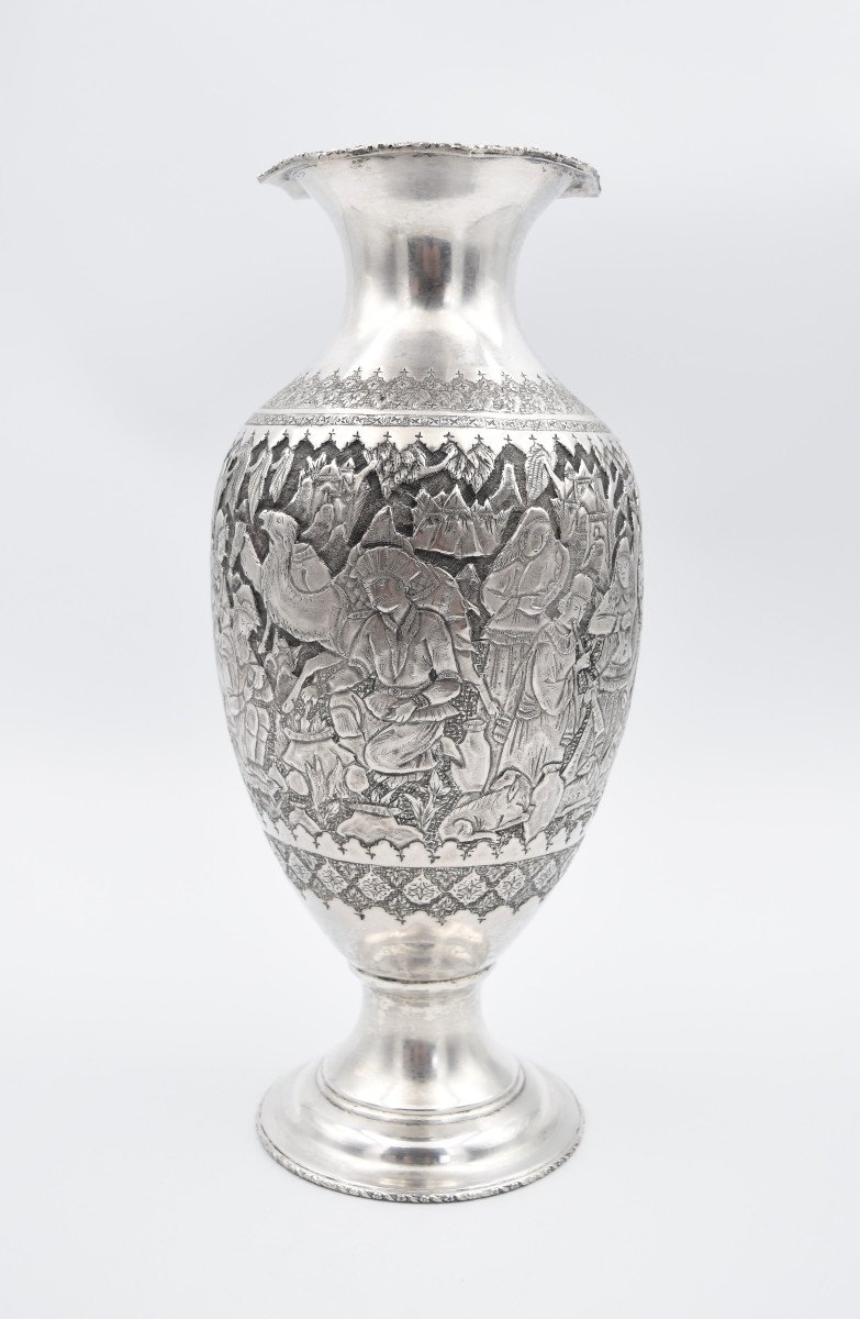 Vase In Sterling Silver Islamic Iran Persian Qajar Ottoman