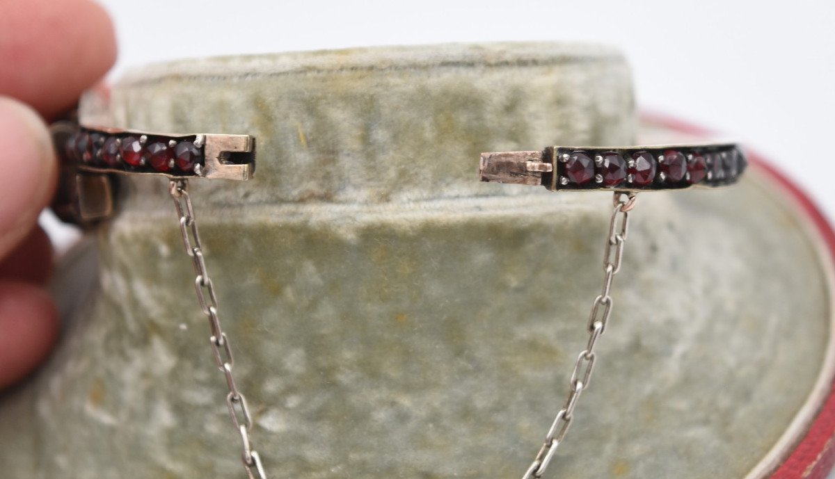 Old Garnet And Silver Bracelet-photo-5