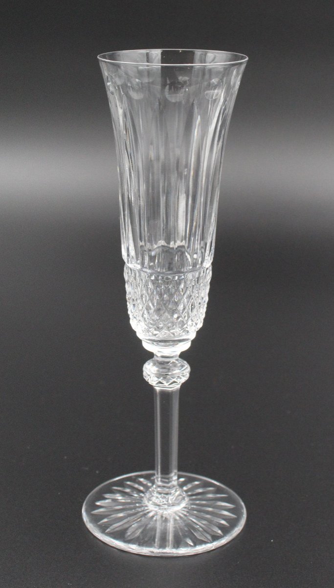 6 Flutes A Champagne En Cristal De Saint Louis Modele Tommy H = 20.5 Cm-photo-2
