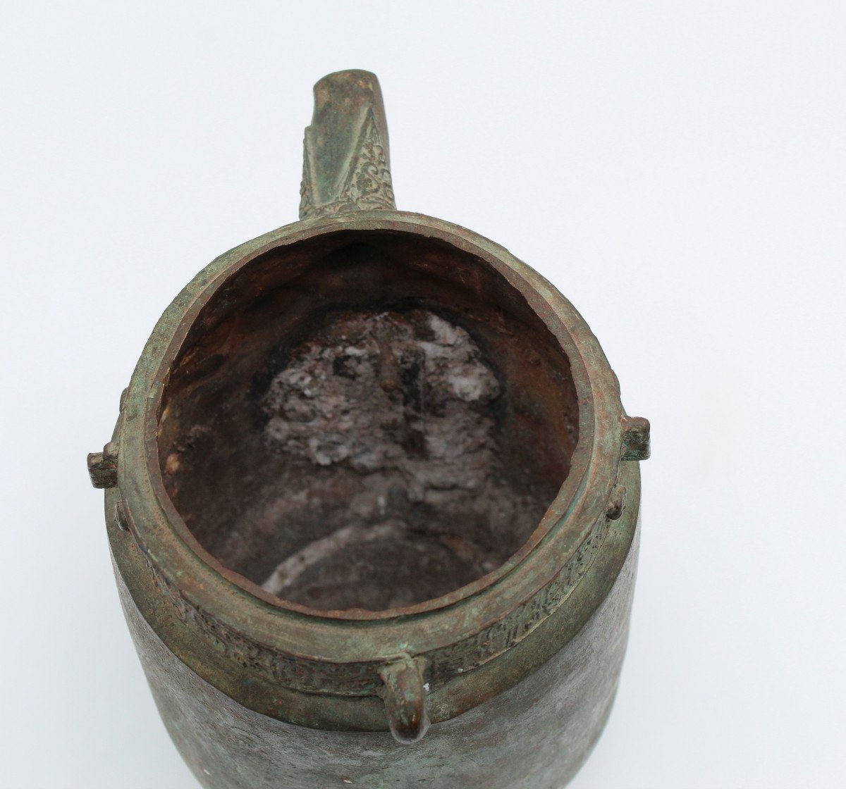 Antique Chinese Song Period Patina Bronze Pitcher-photo-4