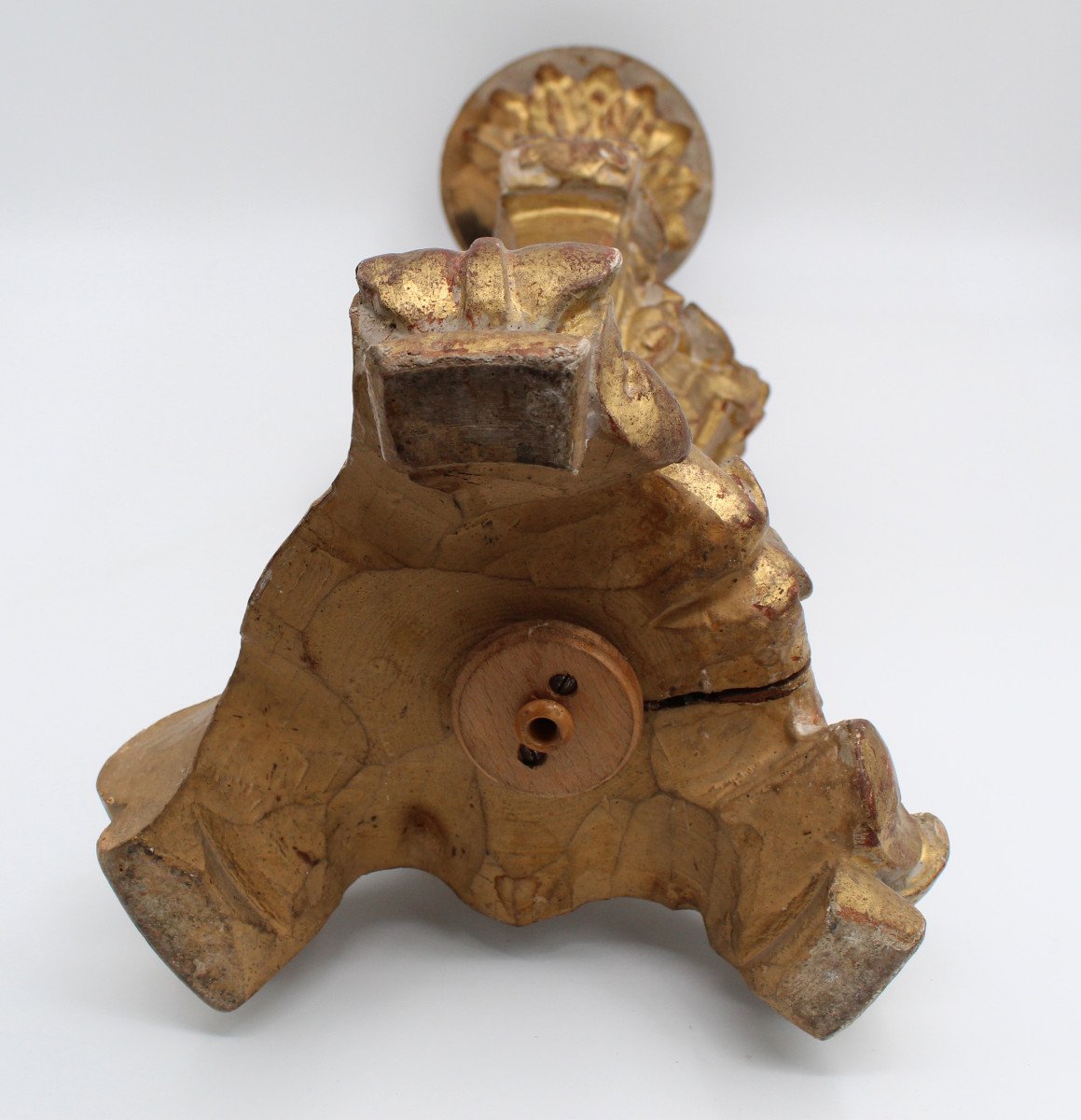 Pique Cierge Candelabra Candle Holder In Carved And Gilded Wood 18th Century -photo-4