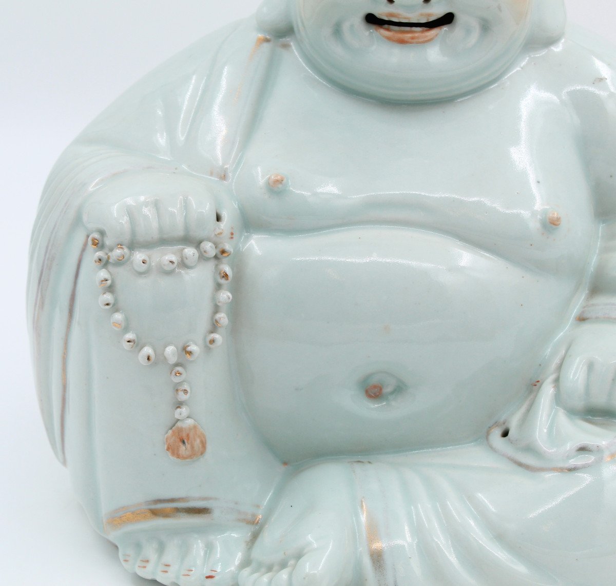Large Porcelain Buddha China H= 25.5 Cm-photo-3