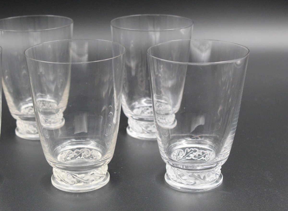 Set Of 6 Lalique Crystal Tumbler Glasses St Hubert Model H= 12.5 Cm-photo-3