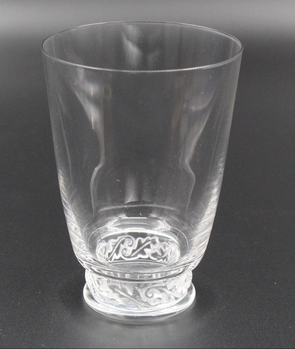 Set Of 6 Lalique Crystal Tumbler Glasses St Hubert Model H= 12.5 Cm-photo-3
