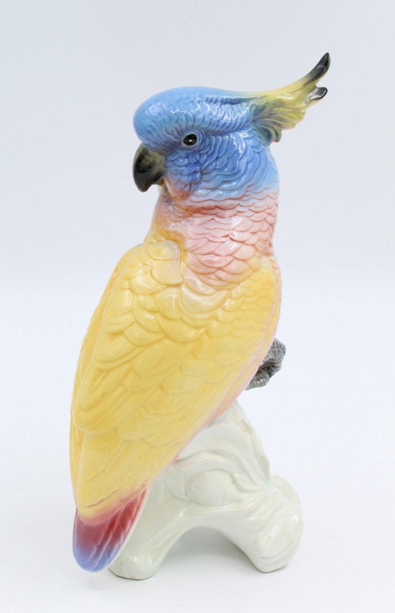 Bird Parrot Cockatoo Porcelain Enameled H = 29 Cm Goebel ? Ens ?-photo-4
