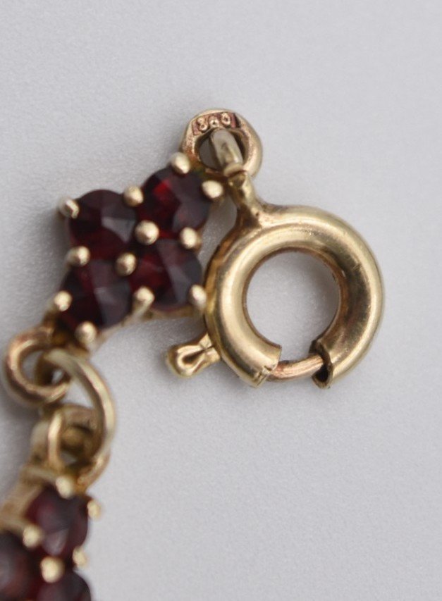 Ancien Collier Draperie Grenat De Bohème Et Vermeil (argent Doré) 800-photo-3