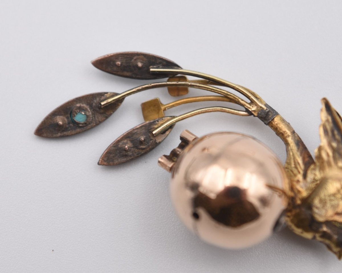 19th Century Birds Of Paradise Earrings With Turquoise And Pearl Tassels-photo-3
