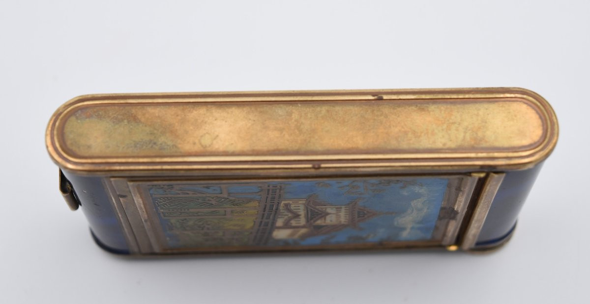 Antique Powder Compact Minaudière Sewing Kit Japanese Lacquer Japanese Castle-photo-7