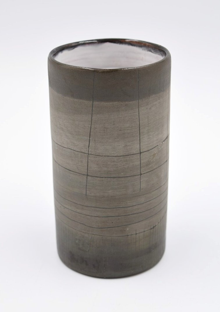 Jacques Innocenti Ceramic Scroll Vase From The 1950s Signed-photo-1
