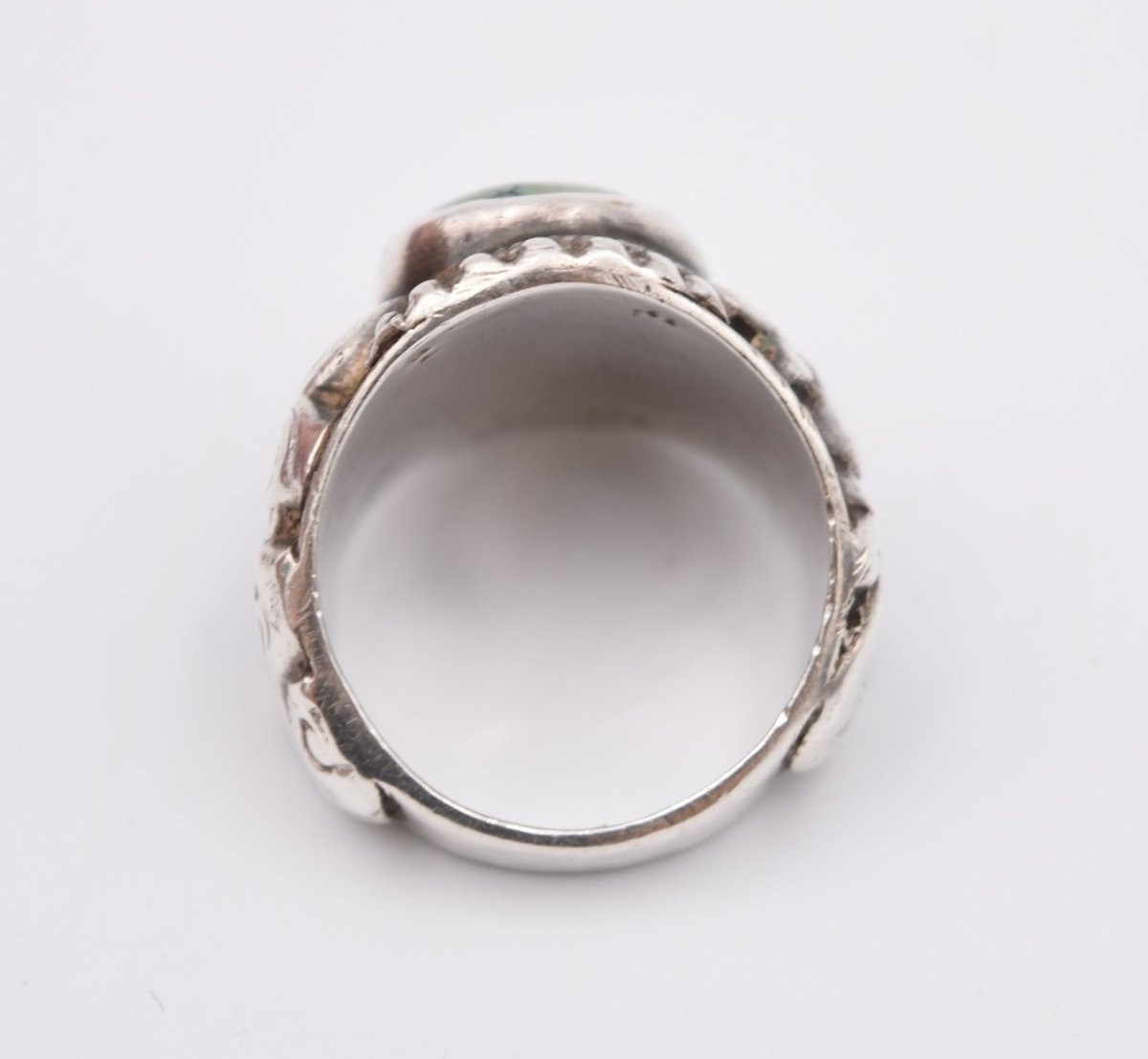 Signet Ring In Silver And Turquoise China Tibet Asia Size 61-photo-5