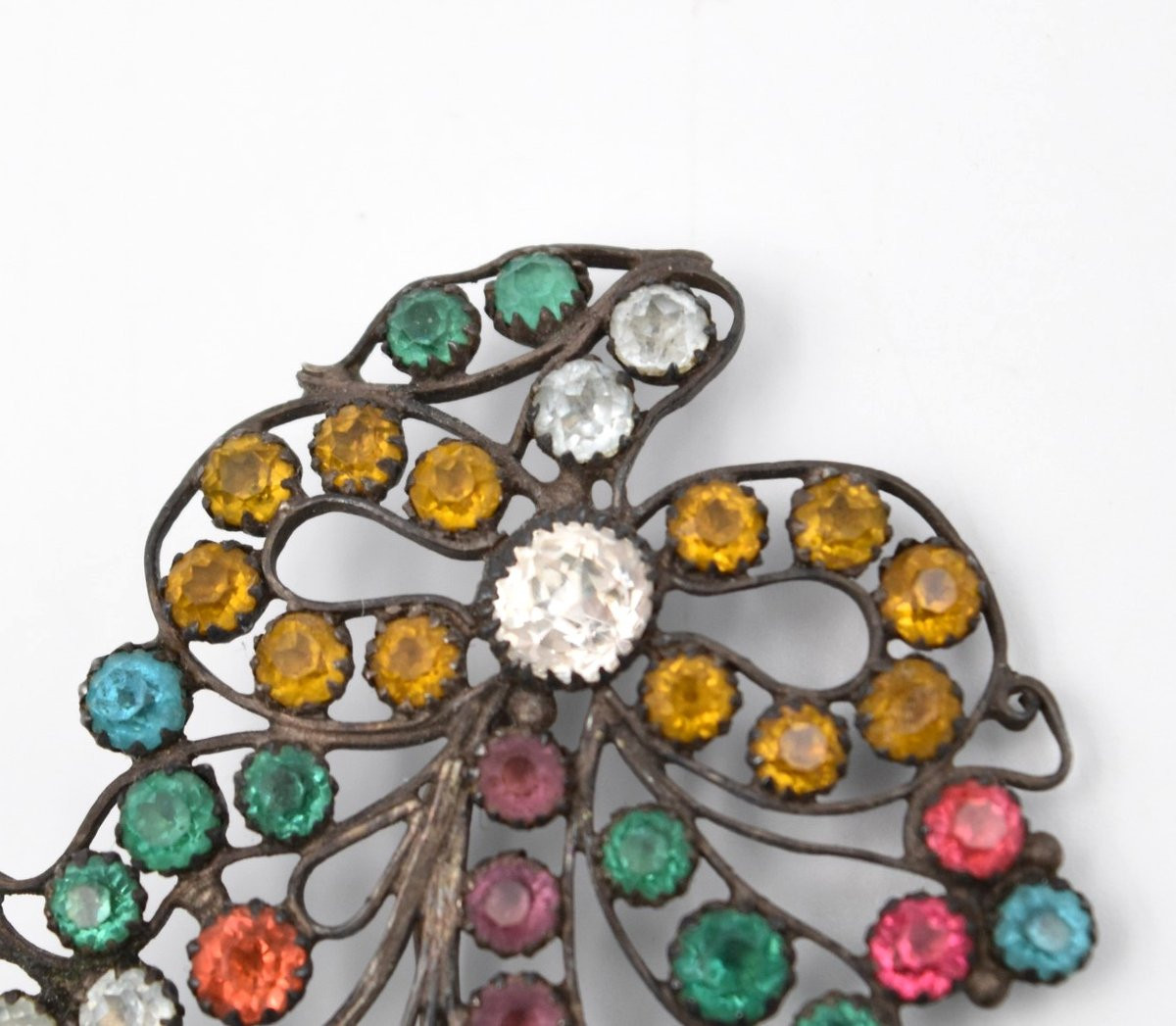épingle à Chapeau Argent & Strass Multicolore Décor Dit Giardinetti Fin XIX ème-photo-5