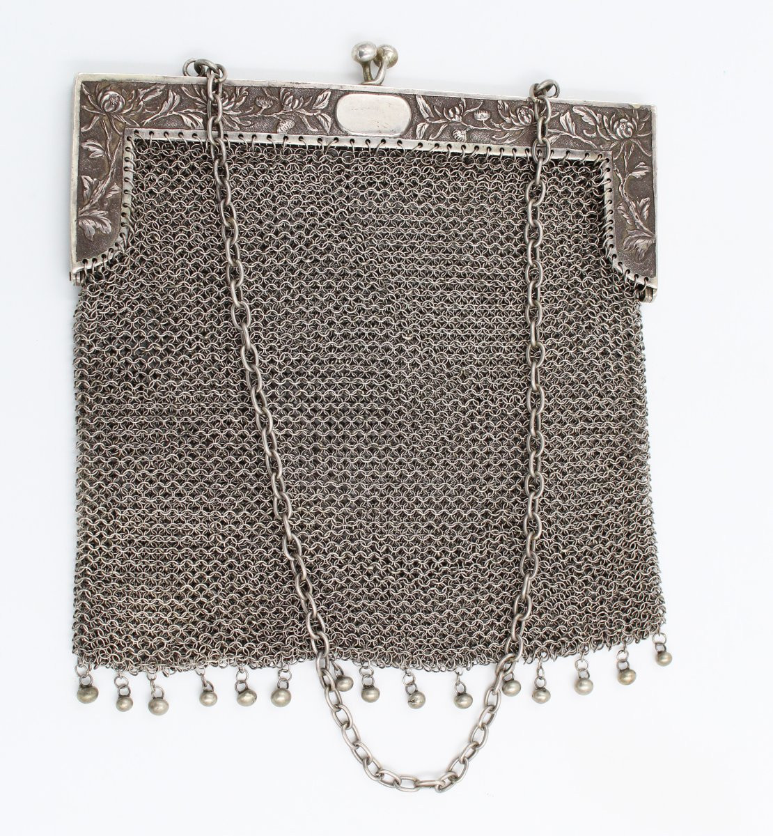 Bourse Sac Aumoniere En Argent Chine Indochine Decor De Dragons-photo-3