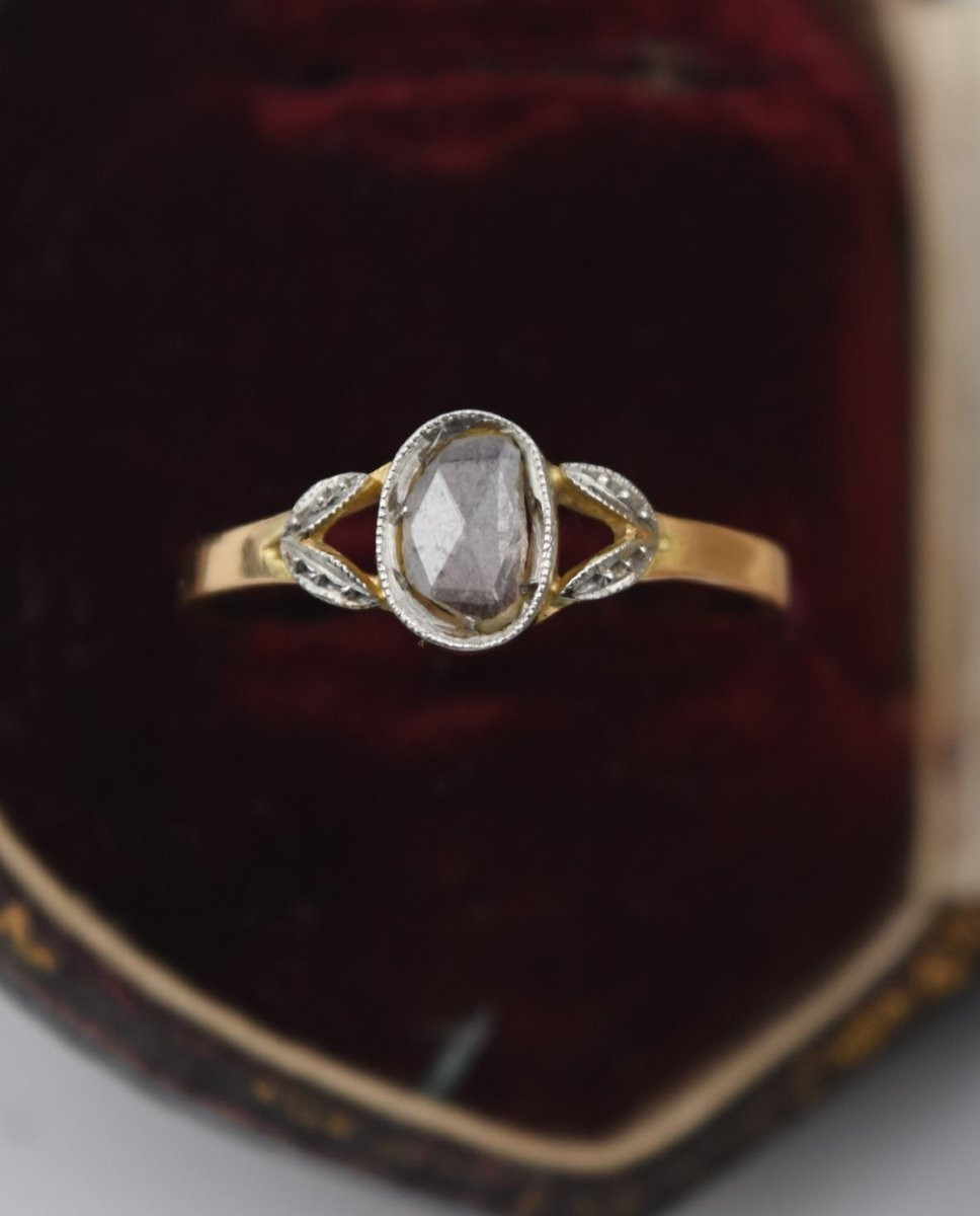 Ancienne Bague Solitaire Or Et Diamant Taille Rose Provence Arlésienne-photo-2