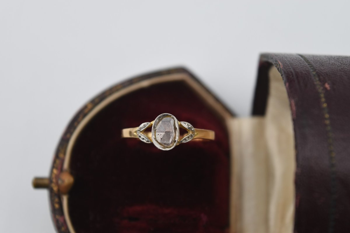 Ancienne Bague Solitaire Or Et Diamant Taille Rose Provence Arlésienne-photo-8