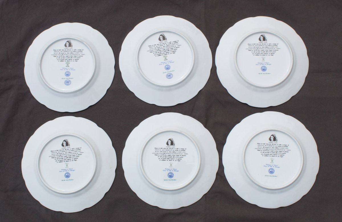 6 Limoges Porcelain Plates From Maison Raynaud From The George Sand "strawberries" Service-photo-4