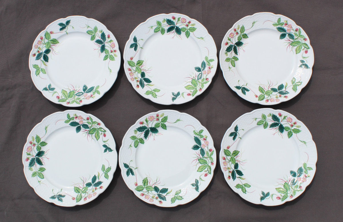6 Limoges Porcelain Plates From Maison Raynaud From The George Sand "strawberries" Service