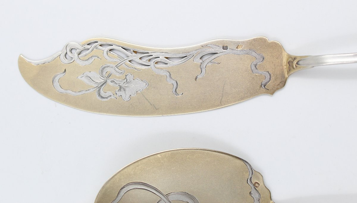 Minerva And Vermeil Art Nouveau Ice Cream Silver Ice Cream Service-photo-3