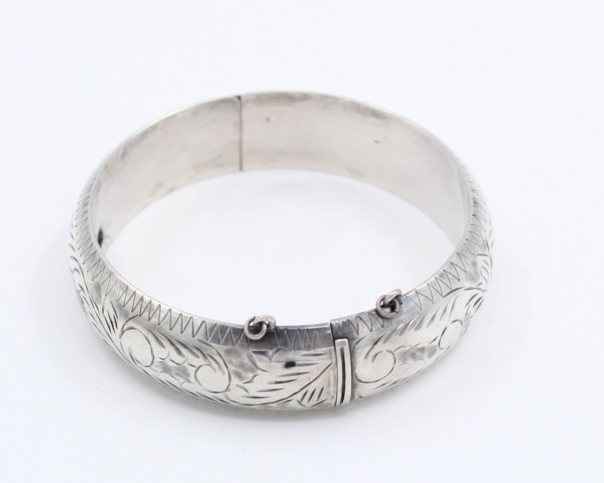 BRACELET JONC EN ARGENT MASSIF 925 DECOR FLORAL