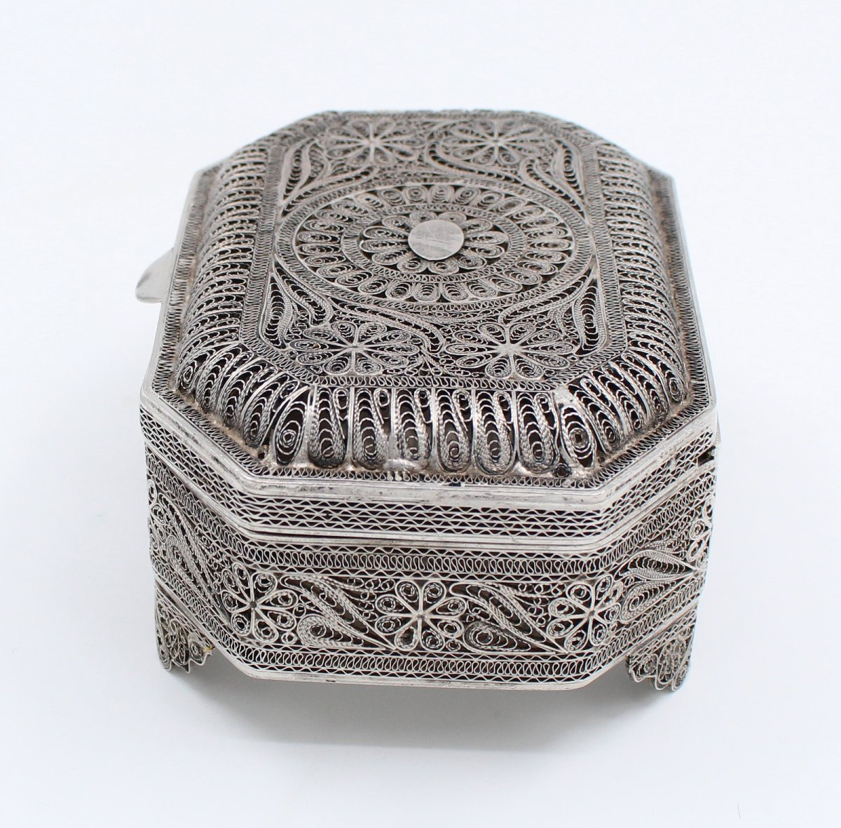 BOITE COFFRET ARGENT MASSIF FILIGRANE silver case-photo-4