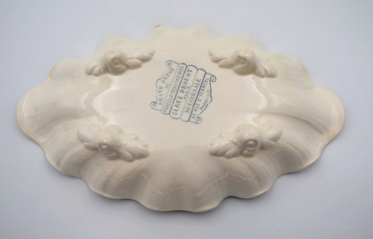 4 Shell-shaped Dishes In Terre De Fer Earthenware Grand Dépôt With Japanese Decor-photo-2