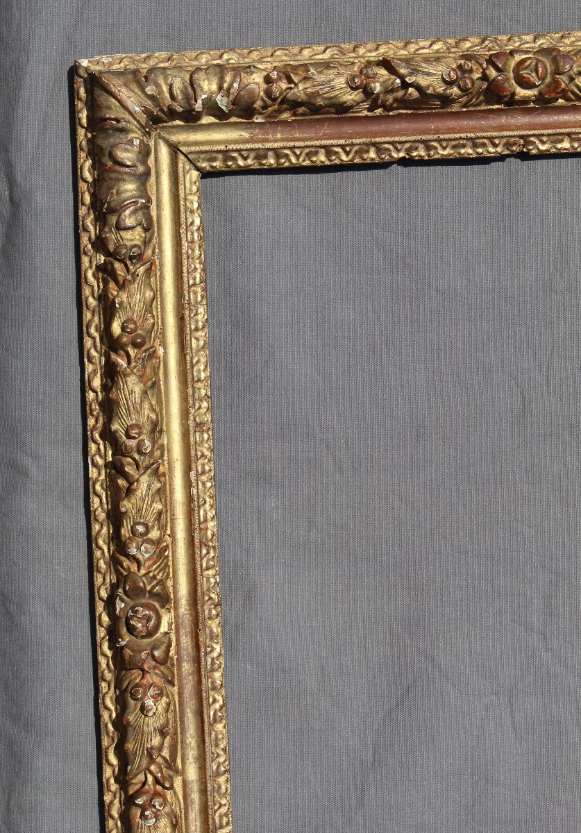 Cadre Ancien En Bois Sculpté Doré antique frame XVIII ÈME-photo-2
