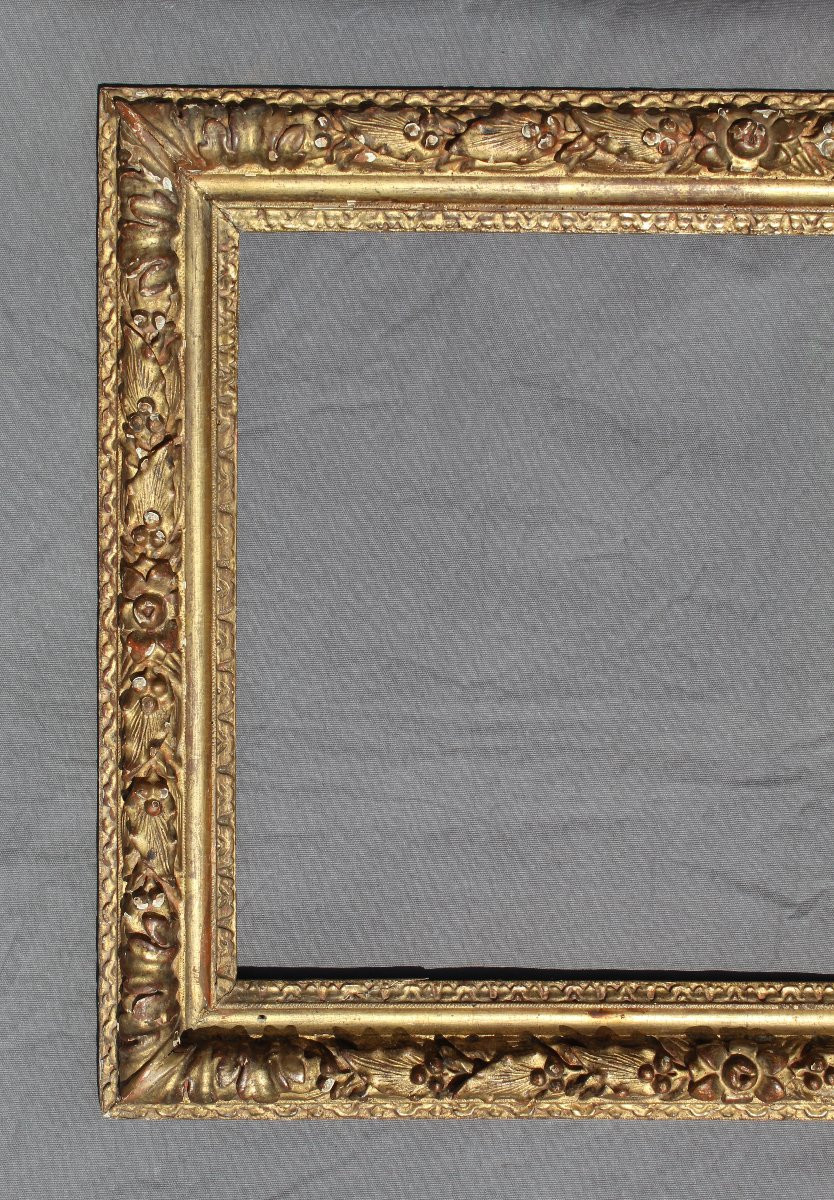 Cadre Ancien En Bois Sculpté Doré antique frame XVIII ÈME-photo-2