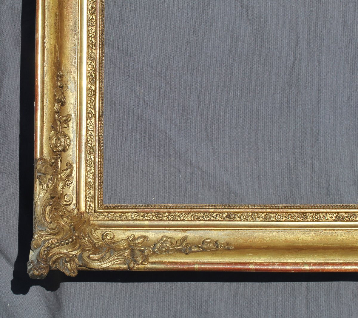 Large Antique Frame In Carved Gilded Wood Antique Frame 19th Century-photo-3