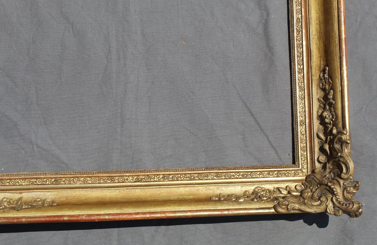 Large Antique Frame In Carved Gilded Wood Antique Frame 19th Century-photo-4