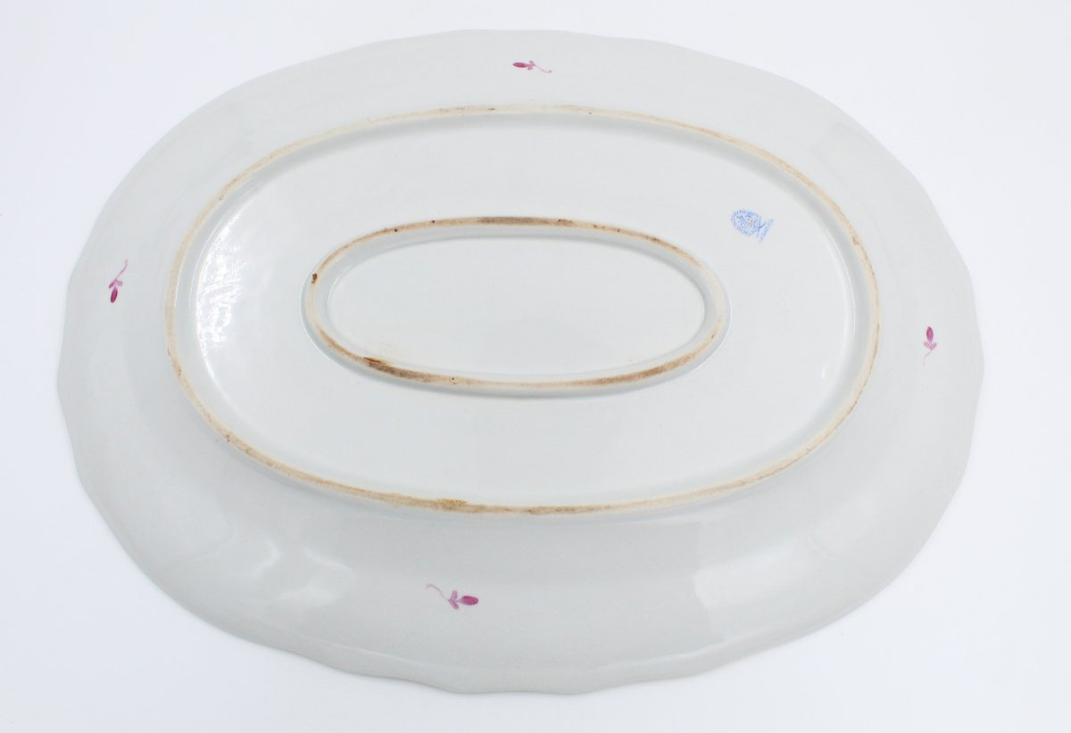 PLAT EN PORCELAINE " BOUQUET DE FRAMBOISES " HEREND HUNGARY-photo-3