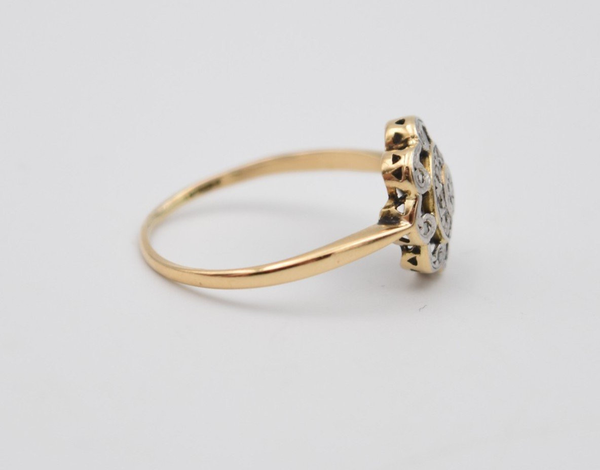 Ancienne bague or et petits diamants taille rose Provence arlésienne-photo-3