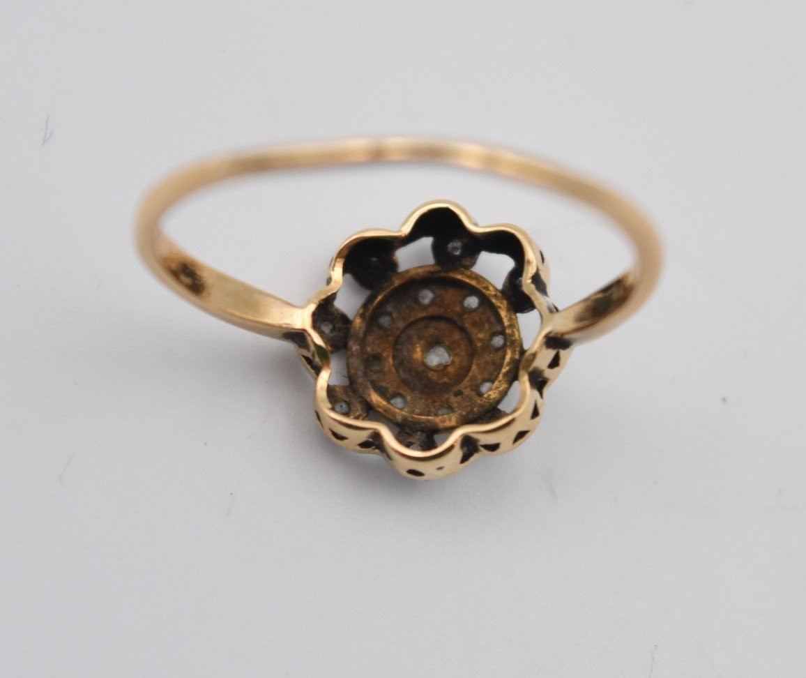 Ancienne bague or et petits diamants taille rose Provence arlésienne-photo-6