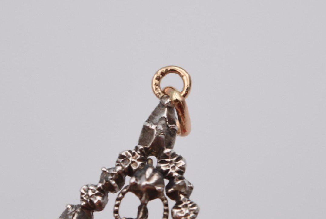 Ancien pendentif or argent et diamant taille rose, début du XIXème siècle-photo-8