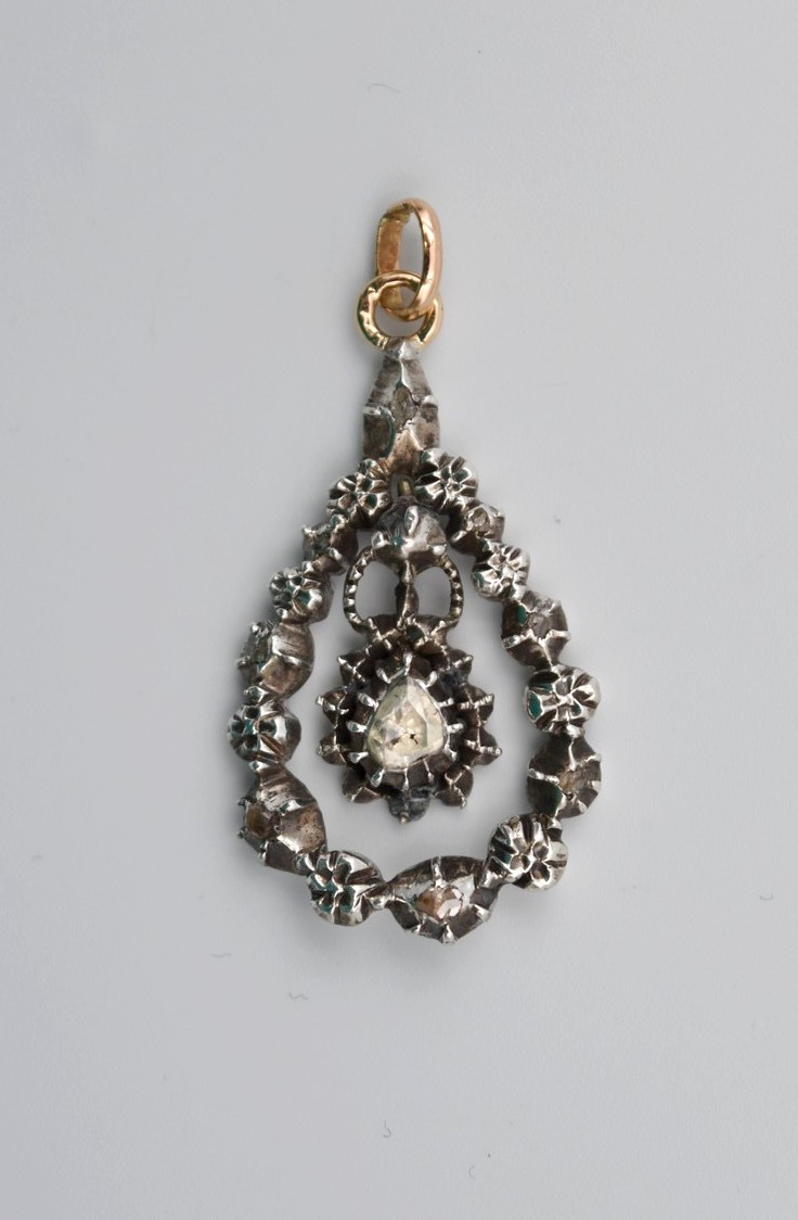 Ancien pendentif or argent et diamant taille rose, début du XIXème siècle