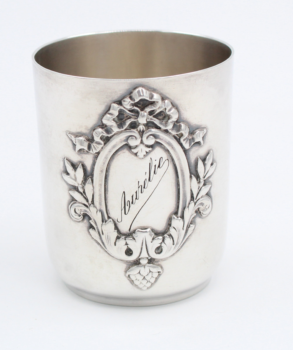 Solid Silver Cup Minerva Hallmark With First Name Aurélie