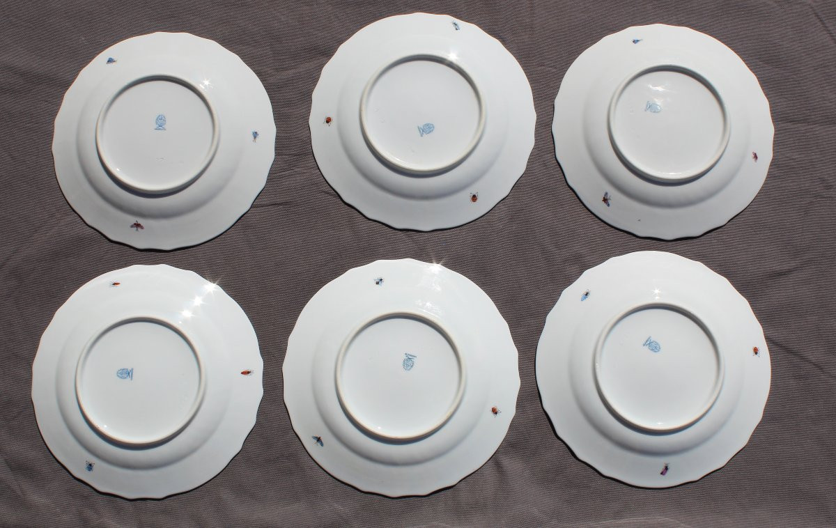 Herend Rothschild 6 Porcelain Dessert Plates 22.5 Cm-photo-4