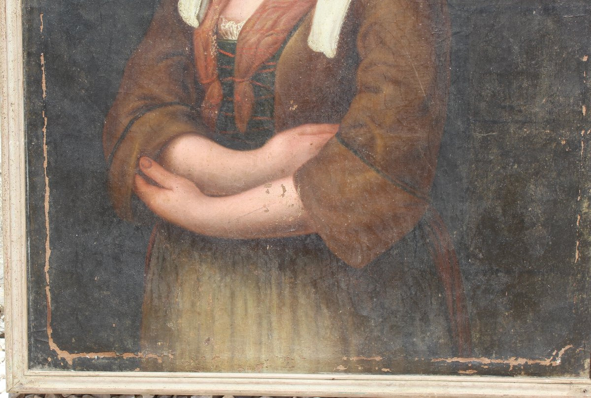 Oil On Canvas, French School, Late 18th Century, Representing A Peasant Woman-photo-3